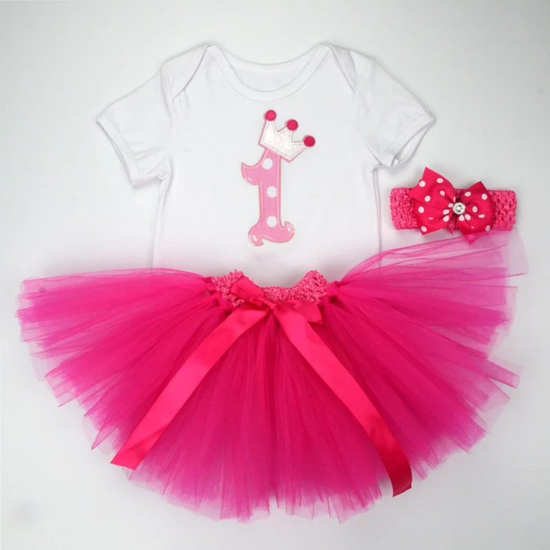 Christmas Baby Girl 3pcs Clothing Sets Infant Cotton Romper+Tulle Skirt+Headband 3pcs Outfits Costumes Birthday Santa Vestidos