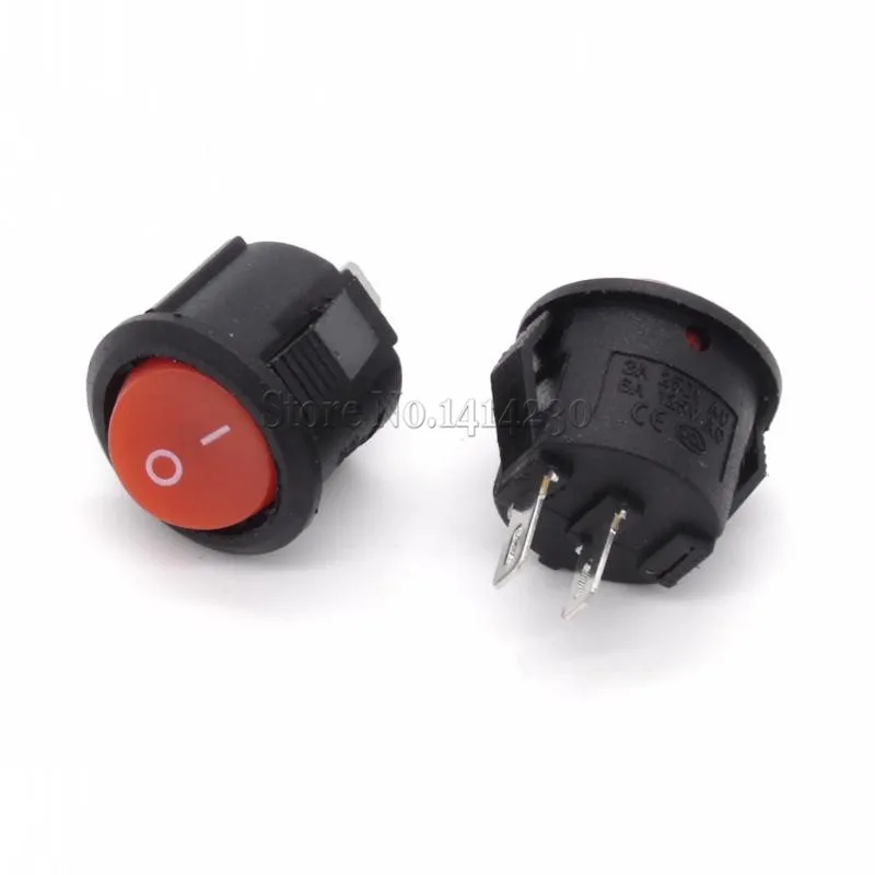 10Pcs 16mm Diameter Small Round Rocker Switches Red Mini Round Red 2 Pin ON-OFF Rocker Switch