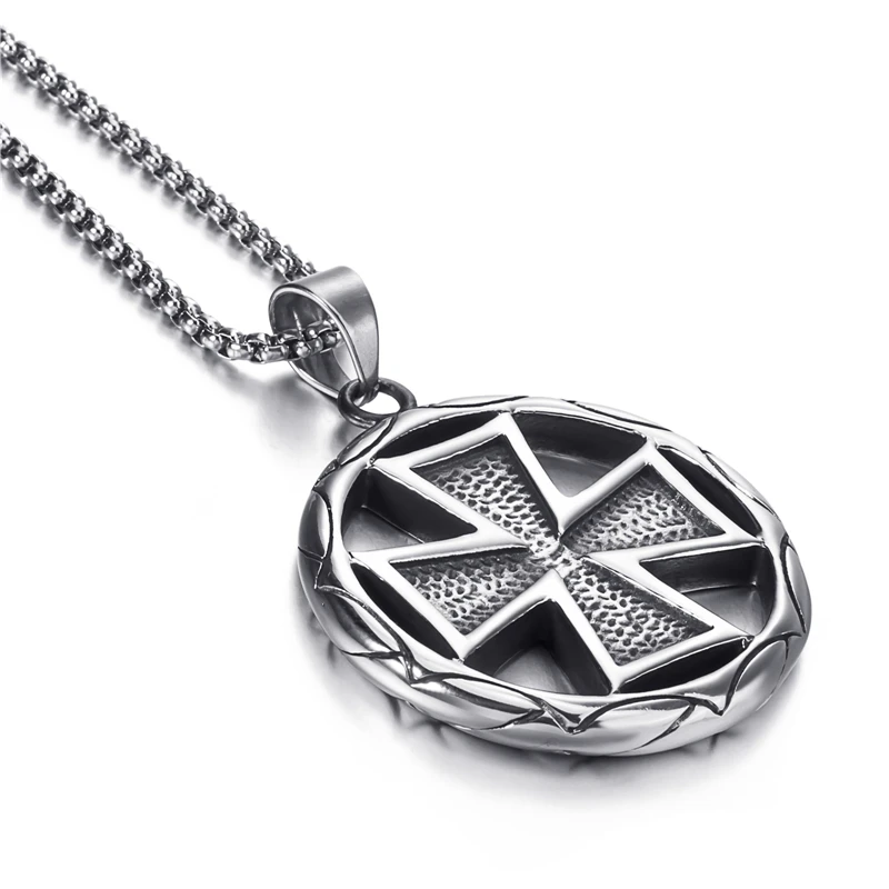 Elfasio Mens Stainless Steel Chain Large Heavy Iron Cross Double Sided  Pendant Necklace Custom length 45-90cm