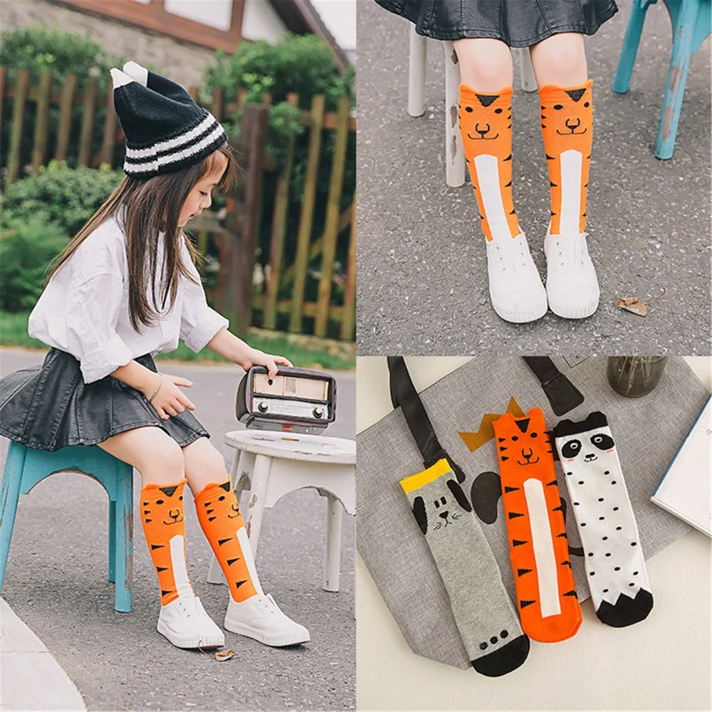 Cartoon baby socks Animal Print Children Baby sock Boy Girl Knee High Socks Cotton Panda Tiger Dog socks SK119