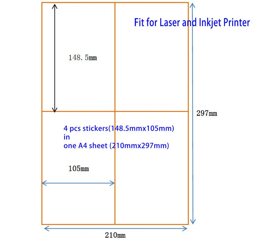 400 Pcs 105mm X 148.5mm A6 Sticker For Laser Inkjet Printer Ebay Paypal USPS UPS Shipping Label Sticker Accept Customer Order