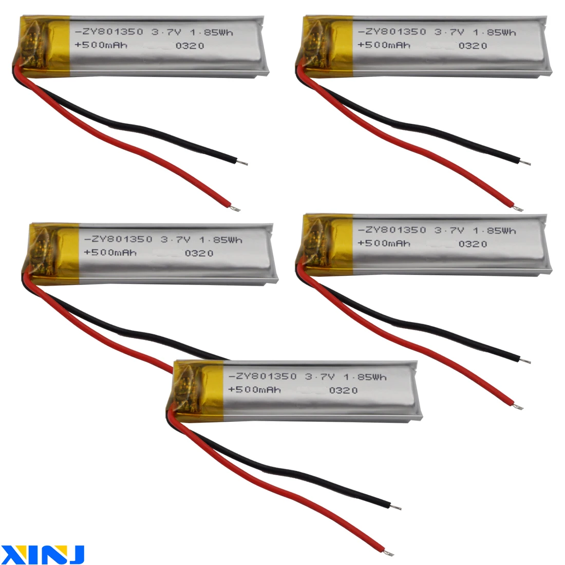 5pcs 3.7V 500mAh 1.85Wh Polymer Li Lithium Battery 801350 Li-ion Pack For GPS Sat Nav MP4 Music Player Audio Car Camera Dashcam