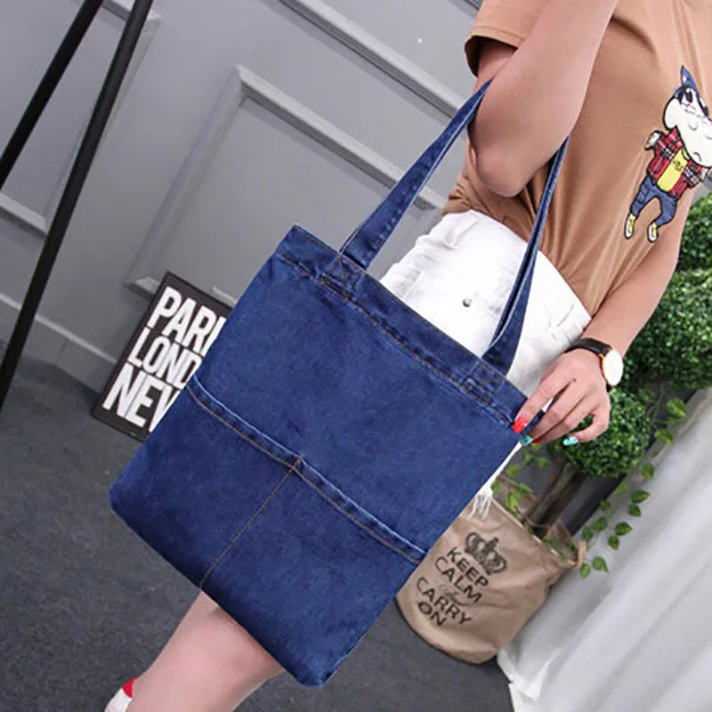 Casual Designer Denim Jean Tote Shoulder Bag Handbags Women Shopping Bags Vintage Fashion Women\'s Handbags Purses