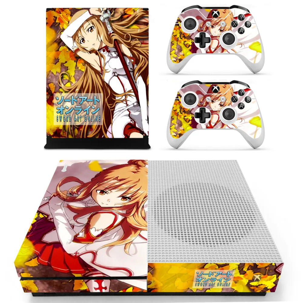 Anime Sword Art Online SAO Skin Sticker Decal For Microsoft Xbox One S Console and 2 Controllers For Xbox One S Skin Sticker