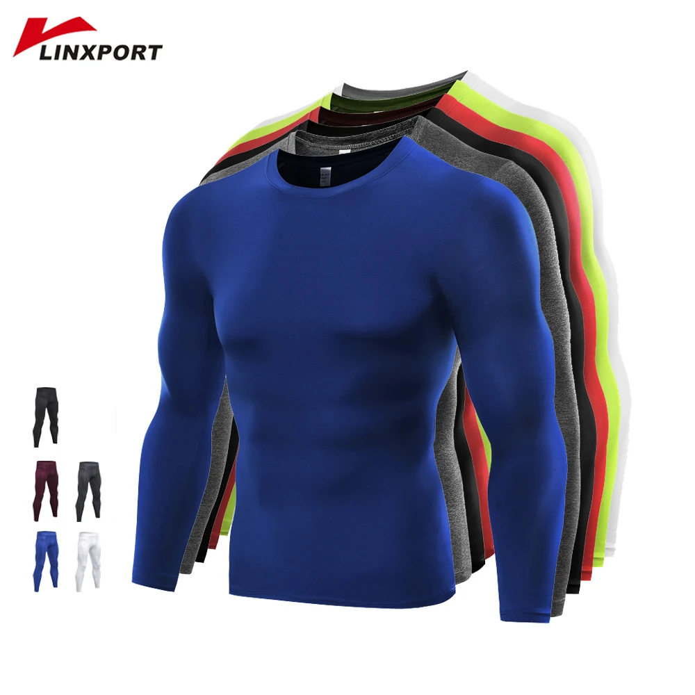 Men\'s Gym T-shirts Quick Dry Tights Breathable Fitness Tops Soccer Jerseys Running T Shirt Male Sportswear Compression Rashguard