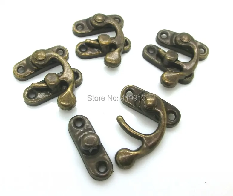 Miễn phí vận chuyển-Sets Kim Loại Hộp Móc Chốt Clasp Hộp Khóa Purse khóa Antique Bronze 4 Lỗ 3.3 cm x 2.7 cm 2.7 cm x 0.9 cm, J2700