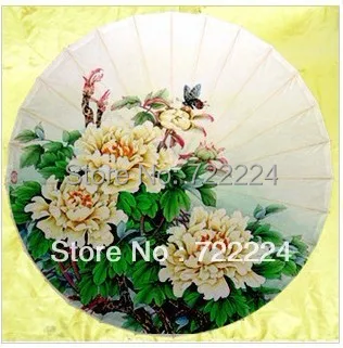 Free shipping dia 84cm chinese handmade elegant butterflies and peony  sunny rainy decoration collection oiled paper umbrella