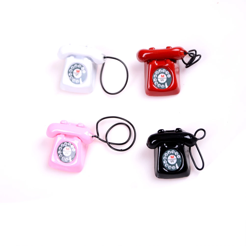 

1:12 Dollhouse Miniature Old Fashioned Vintage Phone Telephone Black White Pink Red