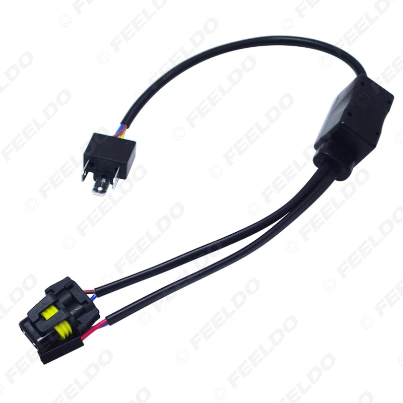 Feeldo 1 peça simplificada h4/9003/hb2 hi/lo, cabo de fiação hid bi-xenon para lâmpadas, controlador # convés