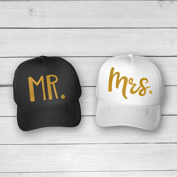 Mr&Mrs bride and groom glitter trucker hats caps Bachelorette wedding favor gifts bridal shower party decorations