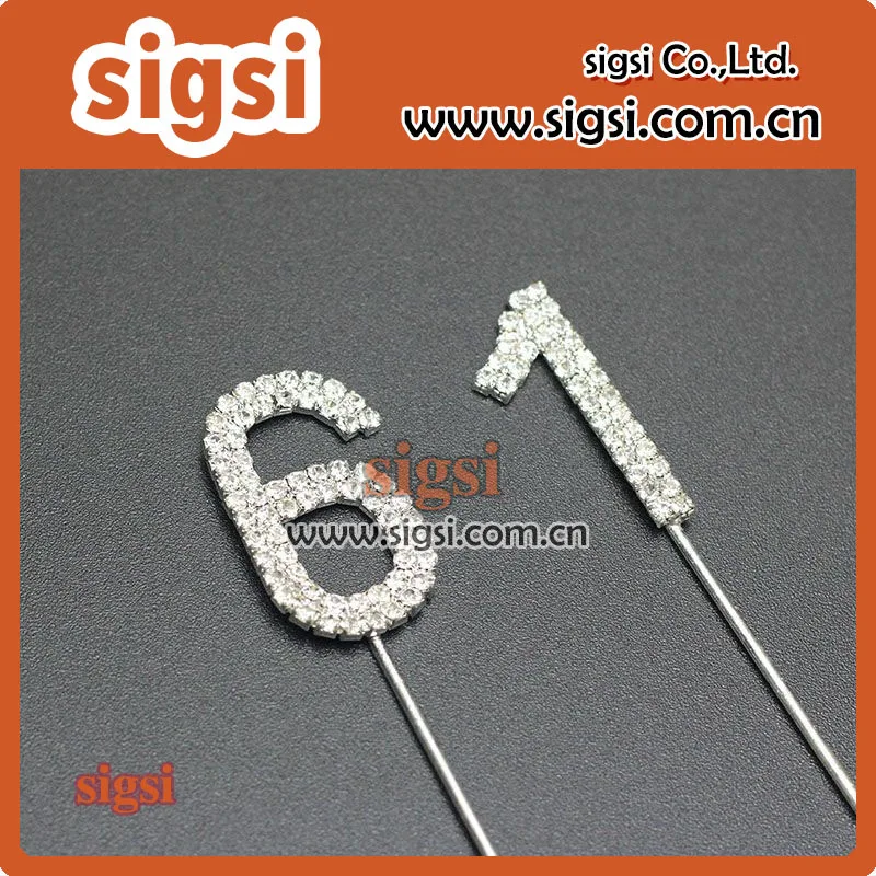 delicate number crystal rhinestone cake topper for decoration