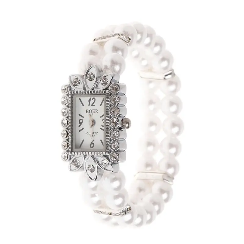 Montre pour femmes, imitation perle, Bracelet élégant, bijoux, cadeaux pour dames, breloques universelles élastiques