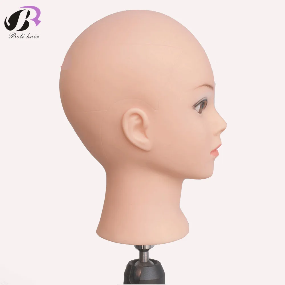 Bolihair Lembut PVC Wanita Wig Berdiri Pelatihan Kepala Manekin untuk Makeup Praktek Botak Manikin Kepala untuk Wig Membuat