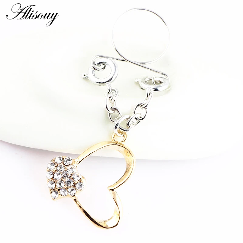 Alisouy 2pcs/lot Heart Religious Nipple Rings Fake Piercing Women Nipple Clamps Non-piercing Clip on Nipple Pircing Body Jewelry