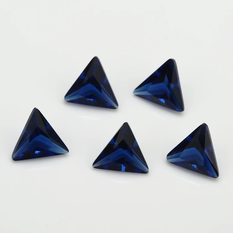 100pcs 3x3~10x10mm Triangle Shape Loose Stone Blue Color Glass Synthetic Gems For Jewelry DIY Stone