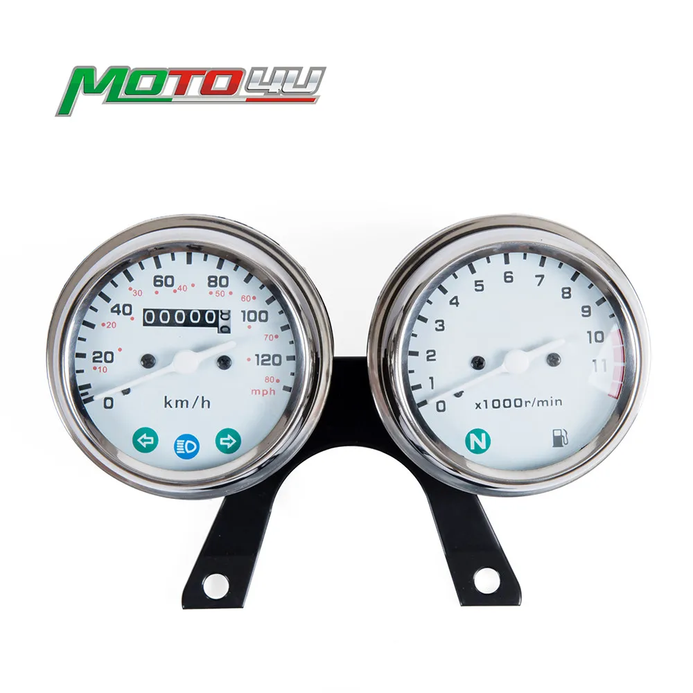 

New Stainless Steel Motorcycle Mechanical odometer speedometer and engine speed instrument Cafe Racer