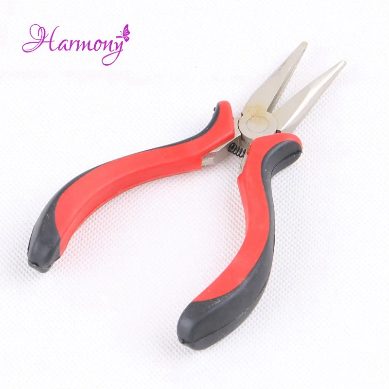 1pcs Black & Red Hair Plier Straight Head  Without Teeth Hair Extensions Pliers For Micro Rings Beads High Quality