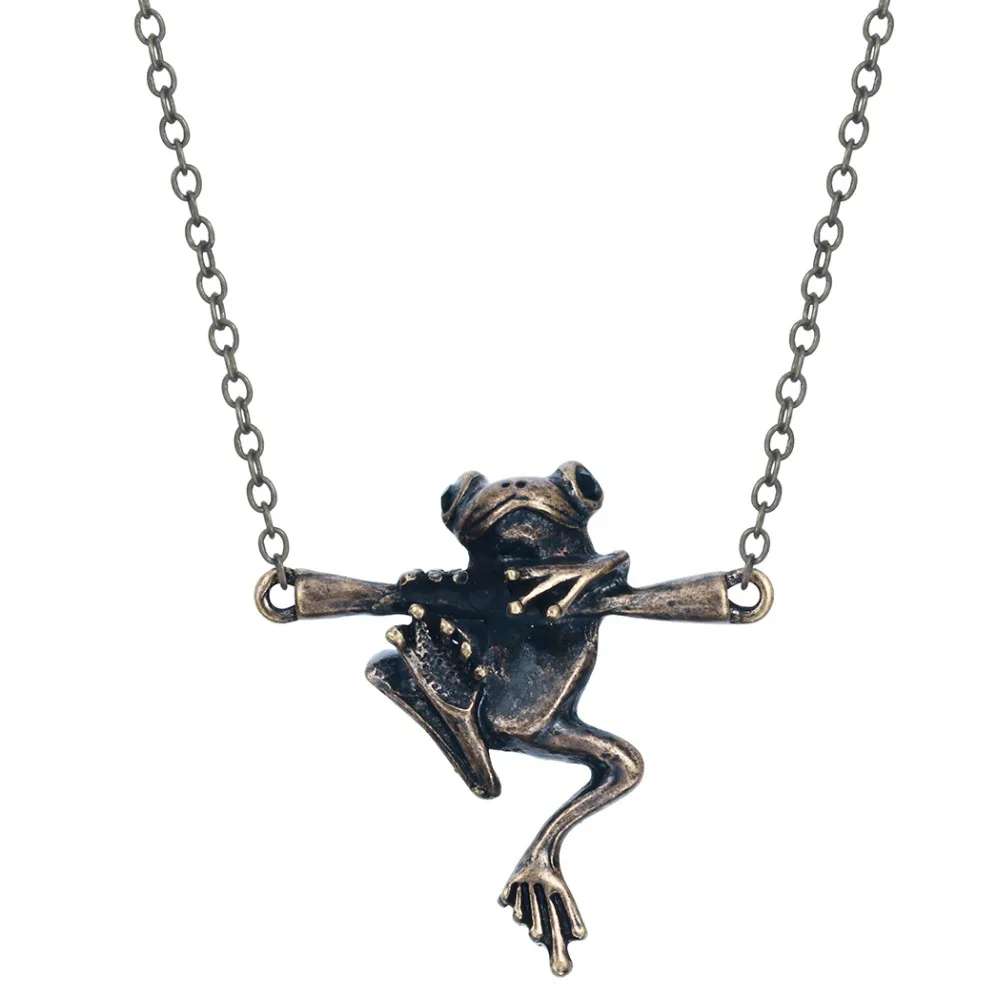 Wholesale Antique Baby Frog on a Branch Animal Unique Necklaces & Pendant For Women Men Antique Retro Brand Jewelry Homme Bijoux