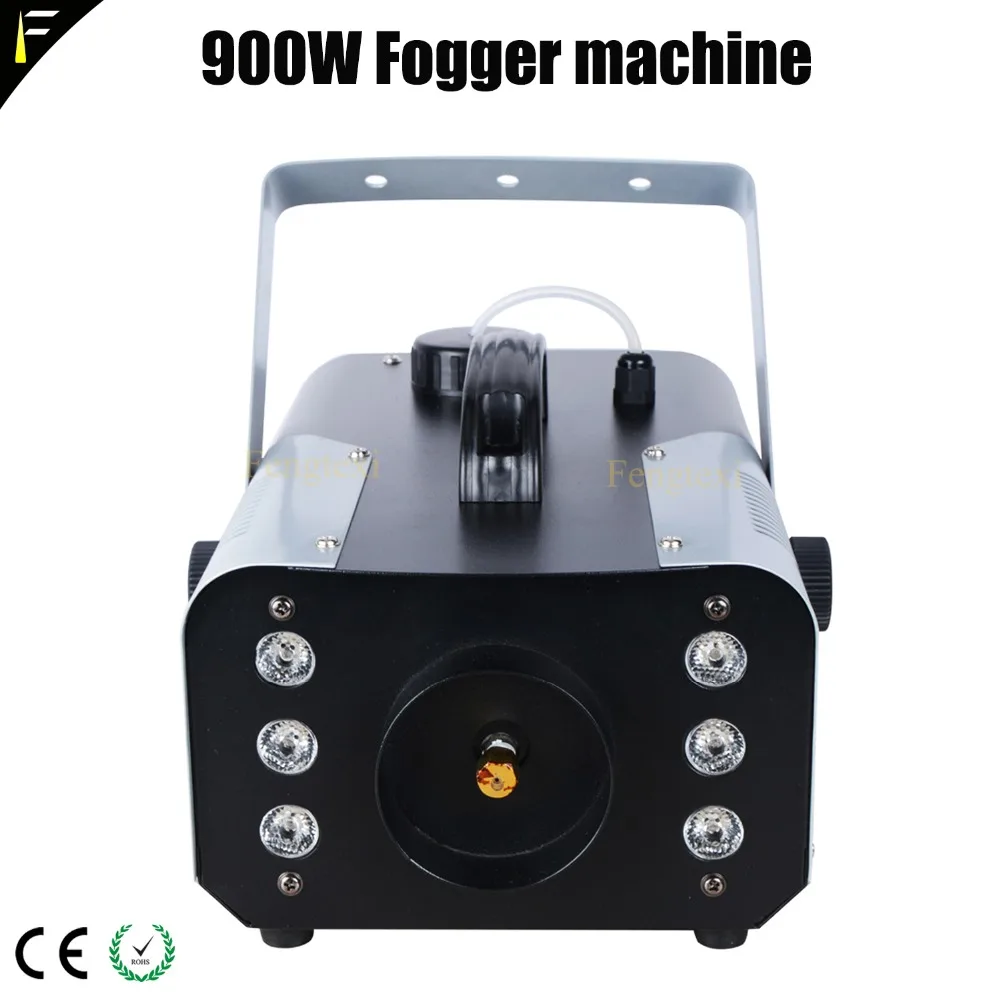 

6x3w LED RGB Mixing Fog Prop Machine 900w Smoke Mist Device 10 Meters Spray Fogger for Wedding Stage Party Play