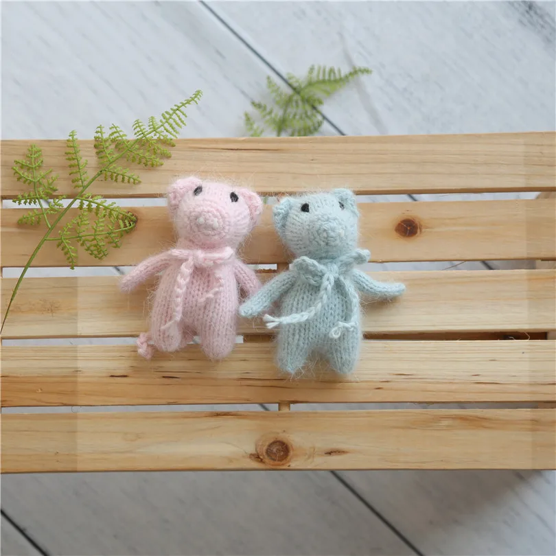 

Knitted Pink Piglet Newborn Pig Toy Doll Photography Props Pastel Stuffed Tiny Animal Studio Photo Props Crochet Wool Toy Piggy