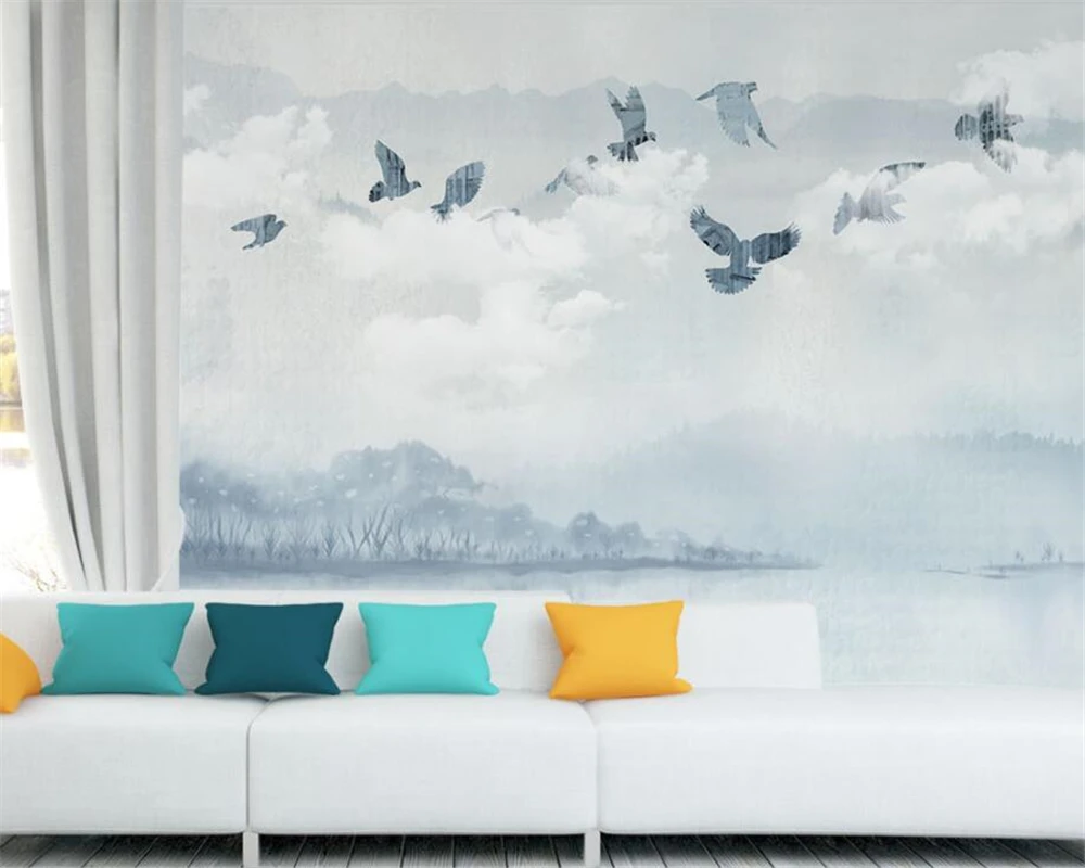 

beibehang Custom wallpapers Nordic style seagulls modern abstract art wall paintings living room bedroom decoration 3d wallpaper