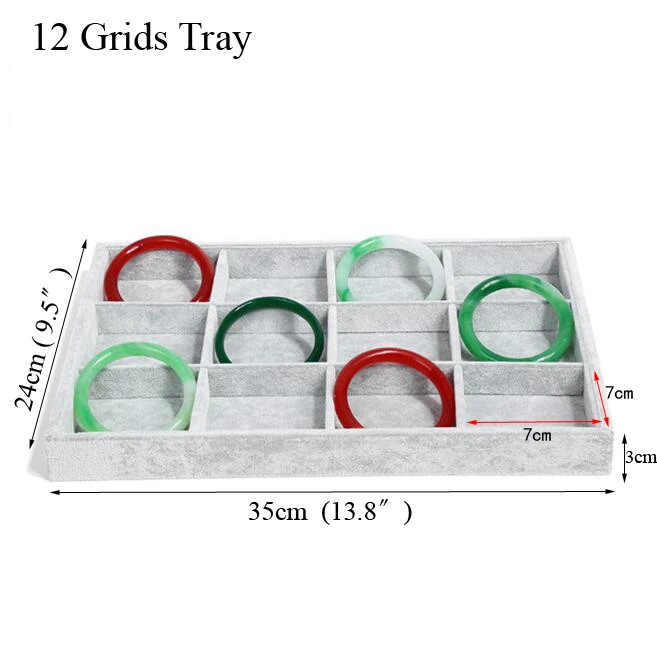 ファッションアイスグレーのベルベットのジュエリートレイ jewelllery 収納ボックス腕時計ホルダーネックレスリングイヤリングペンダントオーガナイザーシリーズ