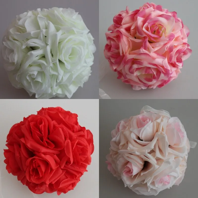 

10"(25cm) Artificial Silk Flower Ball Hanging Kissing Balls 13 Colors Available For Holiday Wedding Party Home Decorations