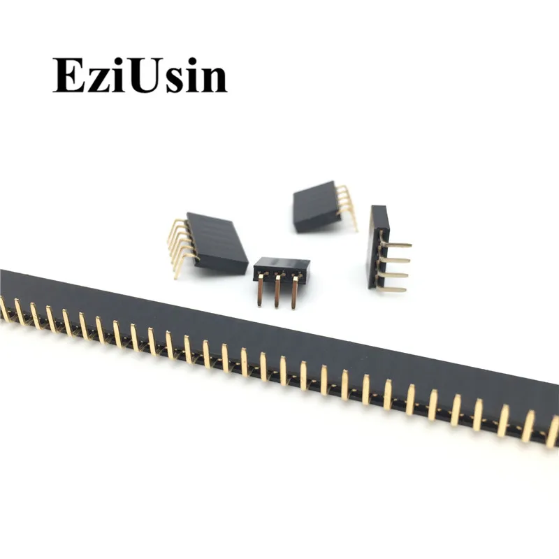 2.54mm R/A Single Row Female 2~40P PCB Board Right angle Pin Header socket Connector Pinheader 1*2/3/4/5/6/8/10/20/40Pin