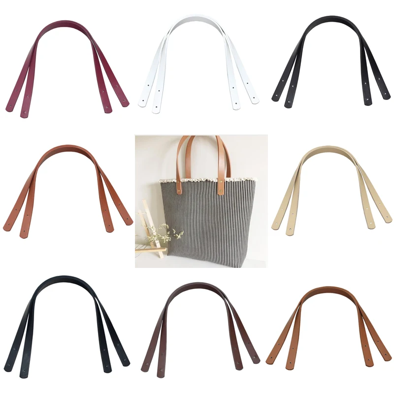 2pcs 60cm PU Leather Handles Durable Shoulder Bags Detachable Belt Women Retro Handle DIY Handmade Replacement Handbag Strap