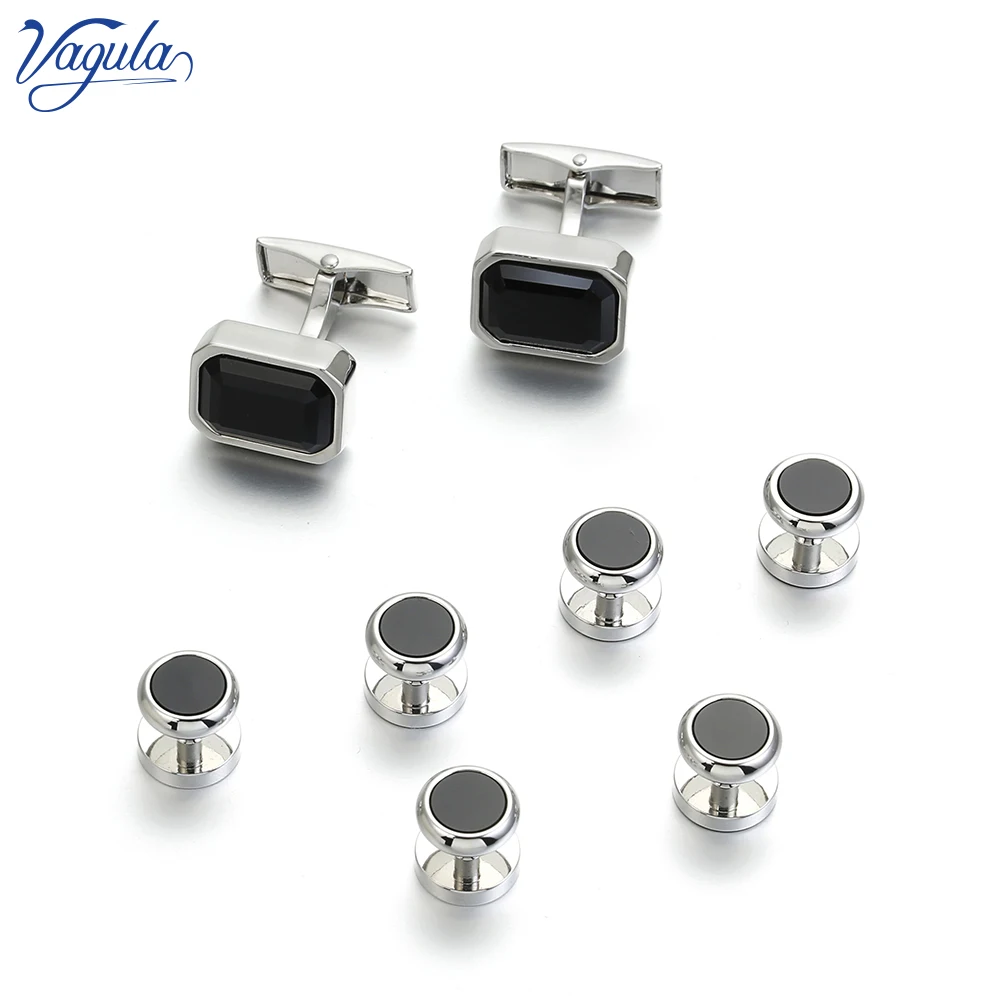 

VAGULA 8 Pcs Cufflink Collar Stud Set Copper spinki tuxedo Gemelos Cuff Links Gift Men Jewelry 423