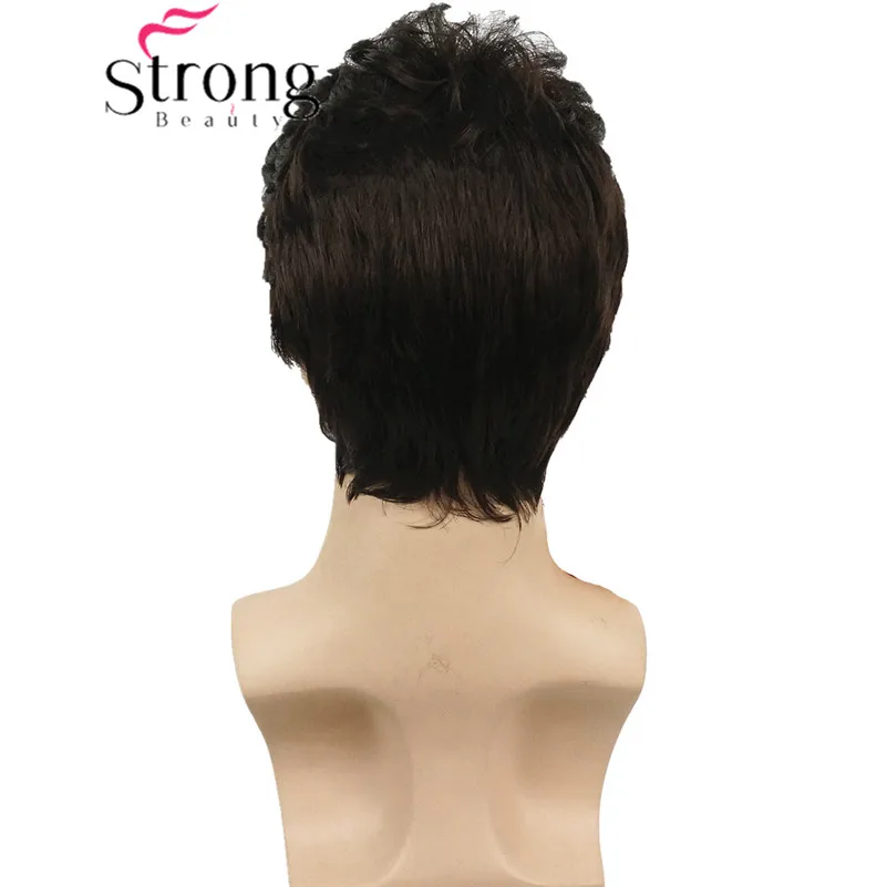 StrongBeauty Dark Brown Wig Mens Short Synthetic Hair Wigs COLOUR CHOICES