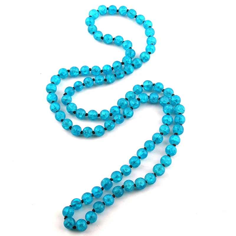 Fashion 90cm Popcorn Glass Long Knotted Necklaces For Women mother\'s day valentine holiday gift