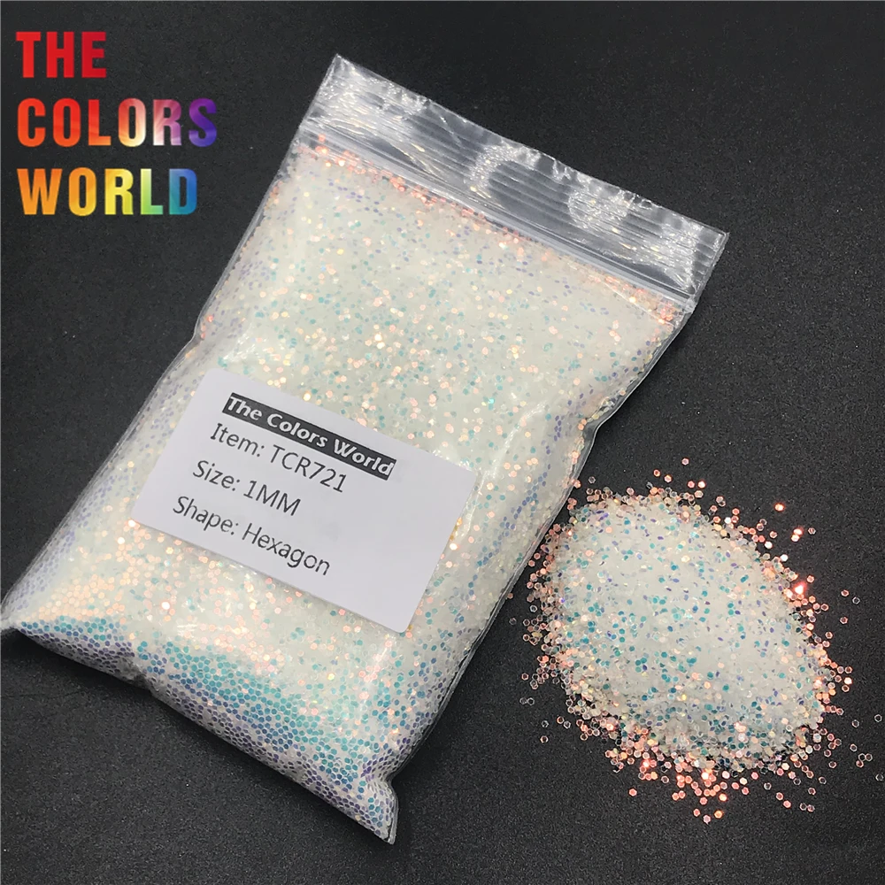 TCR721 Thick White Iridescent Rainbow Hexagon Nails Glitter Nail Art Decoration Body Glitter Eye Shadow Makeup Face Painting DIY