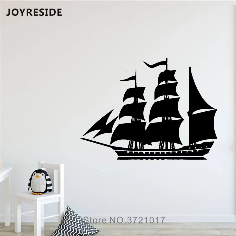 JOYRESIDE Moving Boat Silhouette Wall Decal Sea Ship Pirate Wall Sticker Vinyl Decor Home Art Rooms Decor Interior Design A1088