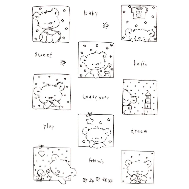 

Hello Baby Sweet Dream Teddy Bear Scrapbook DIY photo cards account rubber stamp clear stamp transparent stamp 15*10.6 CM