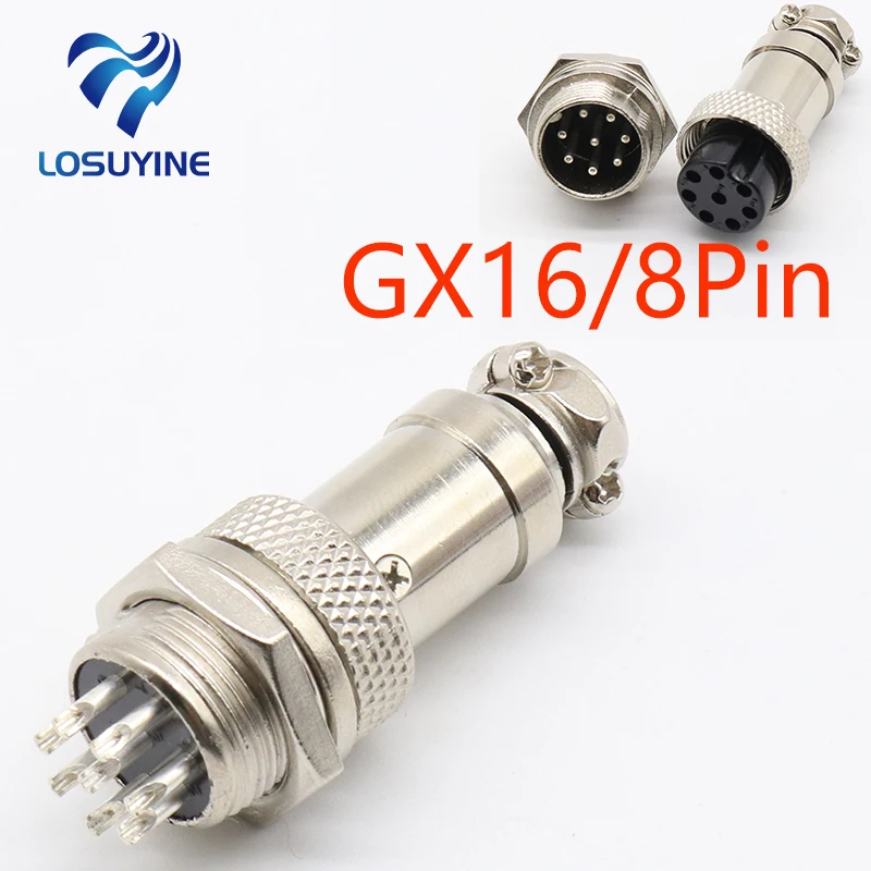 1set GX16 8 Pin Male & Female Diameter 16mm Wire Panel Connector L76 GX16 Circular Connector Aviation Socket Plug