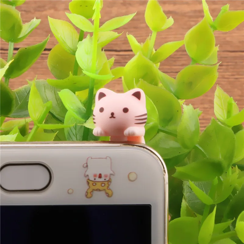 Cute Cat wtyczka pyłu 3.5MM gniazdo słuchawkowe wtyczka dla iPhone 6 7 8Plus telefon komórkowy Aux osłona przeciwpyłowa Cartoon Android ochrona