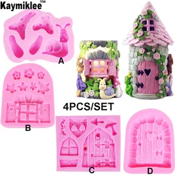 C179 Enchanted Vintage Home Door Fairy Garden Gnome  Snail Silicone Mold Fondant Cake Decorating Tools Candy Chocolate Gumpaste