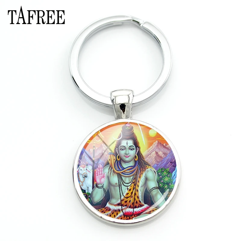 TAFREE Special Lord Shiva Keychains for Bag Car Key Chain Women Men Fashion Religious Hinduism Hot Sale Round Jewelry LS71