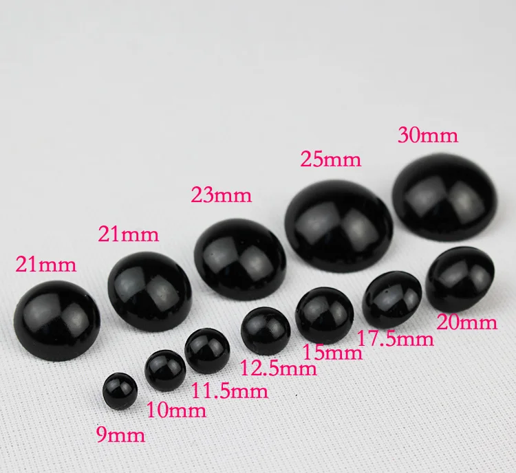 10pcs/lot plush toys black animal eyes plastic round jeans buttons half circle mushroom buttons sweater sewing accessories1236