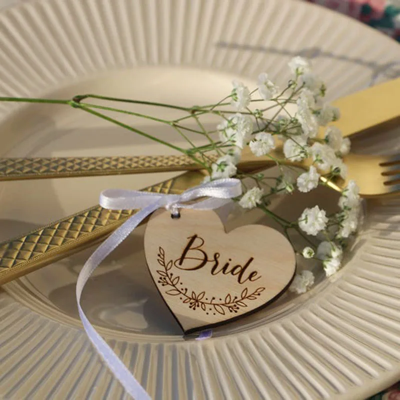 Laser Cut Custom Wedding Place Cards, Wooden Wedding Signs, Table Decor, Laser Cut Names, Wood Name Tags