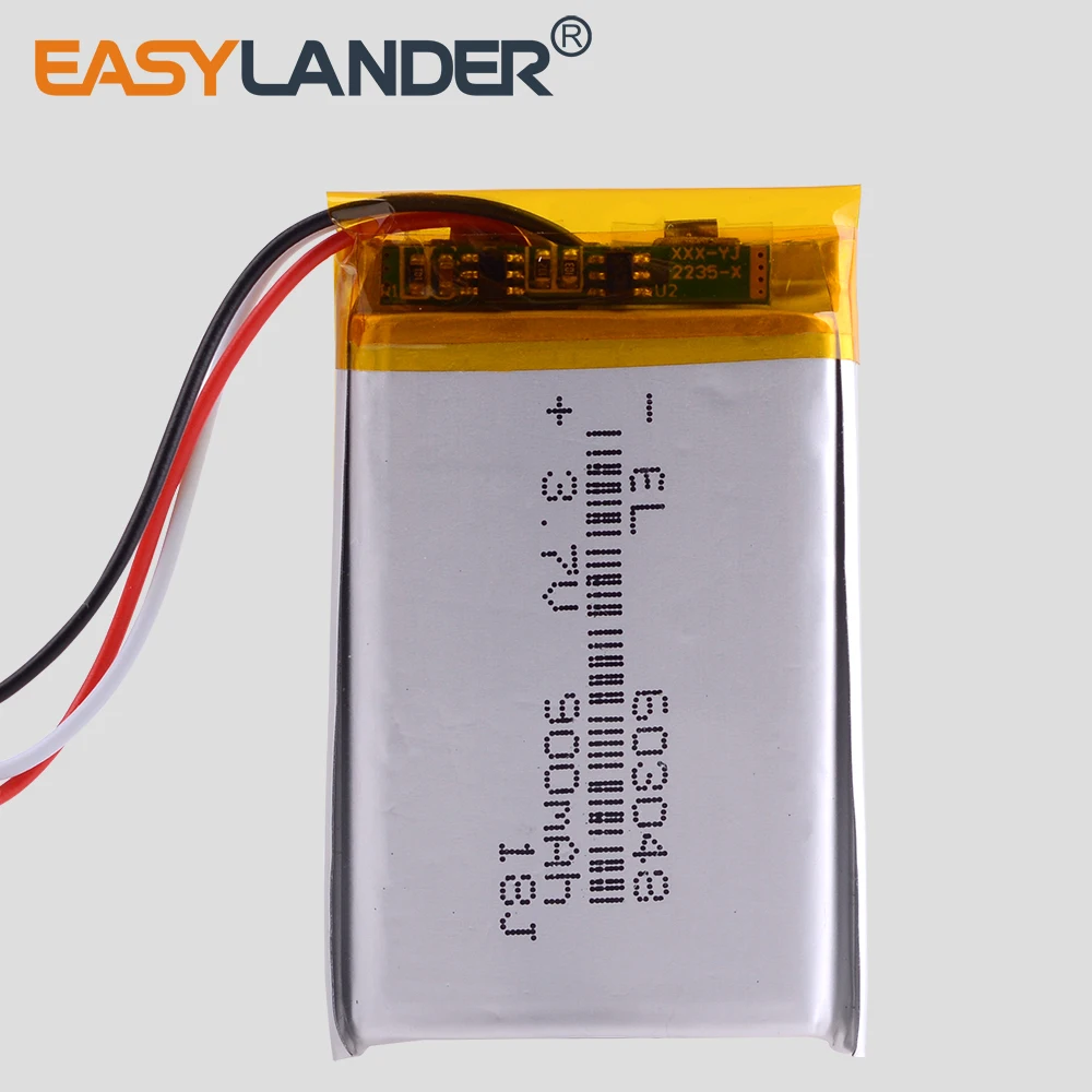 3 Leitungen 3,7 V 900 mAh 603048   Wiederaufladbarer Lithium-Li-Ionen-Li-Polymer-Akku für DVR MP5, GPS, MP3-Player, MP4, Bluetooth-Lautsprecher