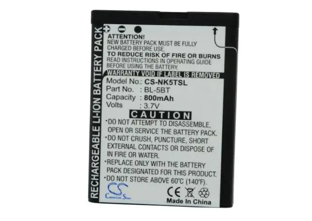 cameron sino 800mah battery for NOKIA 2600 classic 7510 7510 Supernova N75 BL-5BT Mobile, SmartPhone Battery