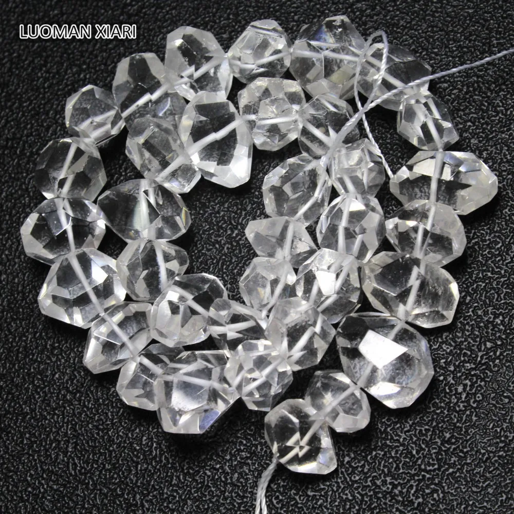 LUOMAN XIARI Natural Facet irregular White Crystal Stone Beads For Jewelry Making DIY Necklace Material 14*20 mm Strand 15\'\'