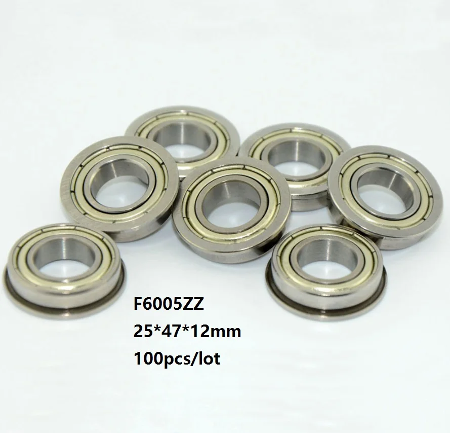 

100pcs/lot F6005ZZ F6005 ZZ F6005Z 25x47x12mm Shielded cover Flange Deep Groove Ball Bearing 25*47*12mm F6005-ZZ