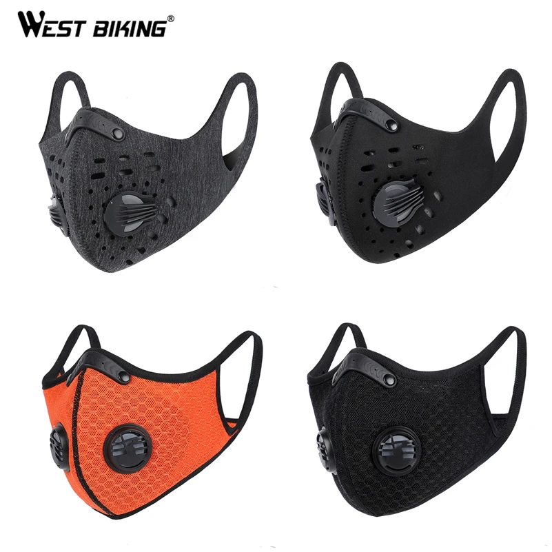 WEST BIKING Cycling Mask With Activated Carbon Filter PM2.5 Anti-Pollution Washable Sports Mask Outdoor Sports Training Mask