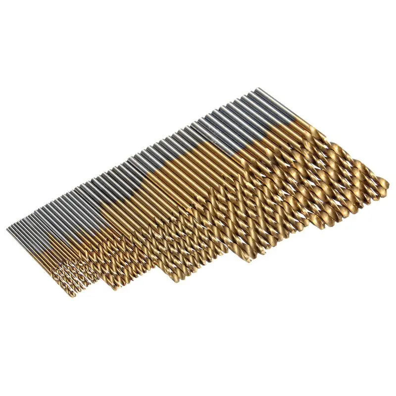 50 pz/set Set di punte elicoidali Set di seghe HSS alto acciaio rivestito in titanio trapano strumento per la lavorazione del legno 1/1/1/2/2/3mm per metallo