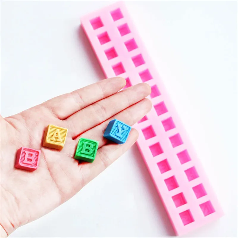 DIY Cake Tools Silicone English Letters 3D Alphabet Building Block Fondant Cake Chocolate Mold Jelly & Candy Pudding Mould