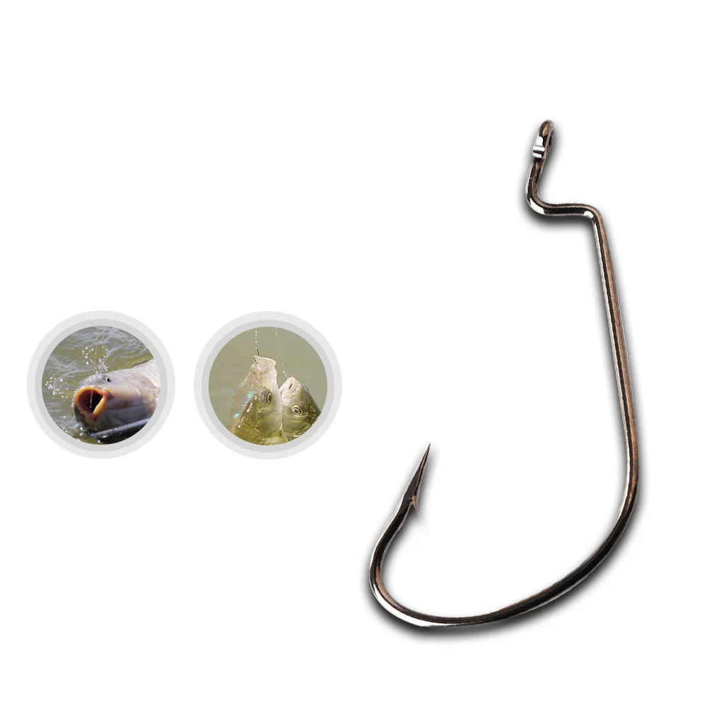 NGB 6-12PCS High Carbon Steel Offset Fishing Hook 5/0#-4# Barbed Sharp Crank Hook Lure Worm Fishing Accessories