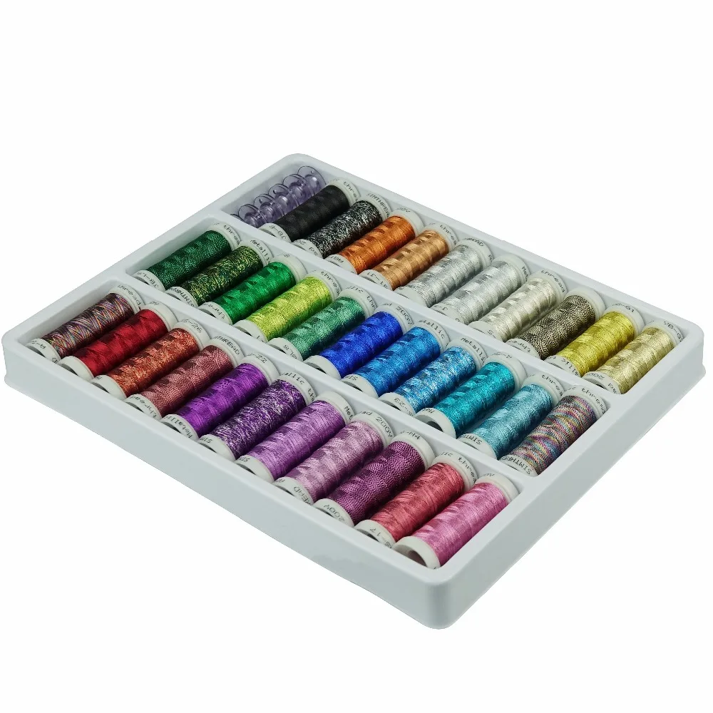 16 or 32 Assorted colors Metallic thread for embroidery machine or french embroidery as decorative jewelry lace thread 200Y each